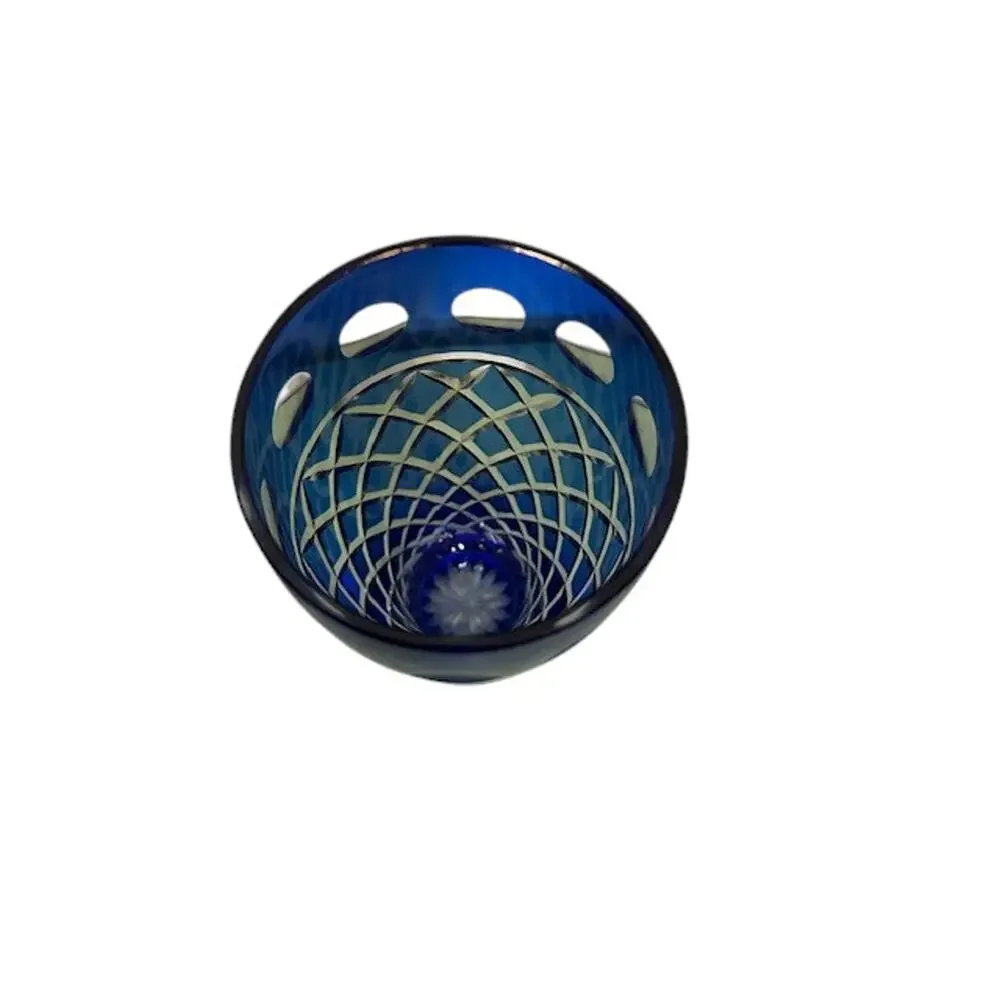 Blue Crystal Cut Glass Decorative Beautiful Vase